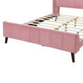 Queen Size Upholstered Platform Bed, Velvet, Pink Pink Upholstered