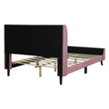 Full Size Upholstered Platform Bed, Velvet, Pink Pink Upholstered