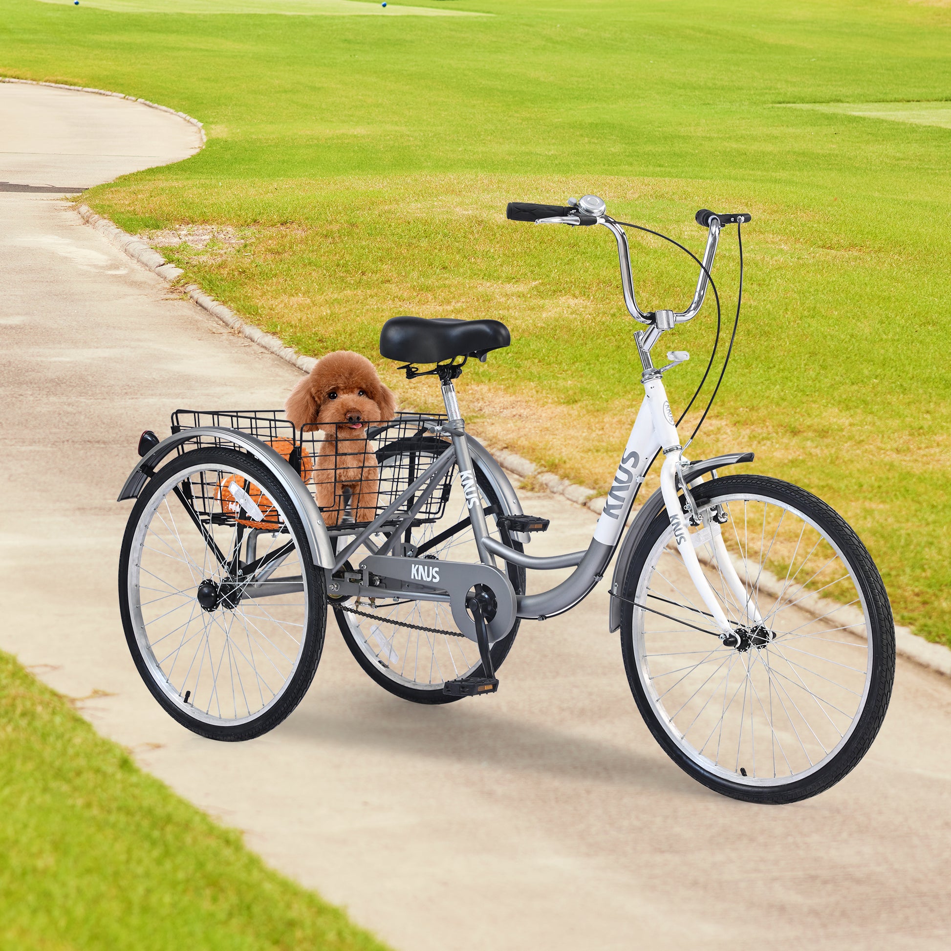 3 wheel pedal bike Adult Tricycle Trikes,3 Wheel Bikes,24 Inch Wheels Cruiser Bicycles Wi