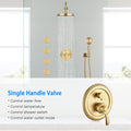 Single Handle 4 Spray Patterns Bathroom Rain Shower Faucet With Body Jet Handshower In Brushed Gold Valve Included Brushed Gold Brass