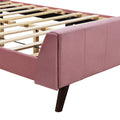 Full Size Upholstered Platform Bed, Velvet, Pink Pink Upholstered