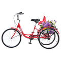 Adult Tricycle Trikes,3 Wheel Bikes,24 Inch Wheels Cruiser Bicycles With Large Shopping Basket For Women And Men Red Steel