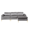 Shannon Velvet Sectional Sofa With Chaise Gray Foam Velvet