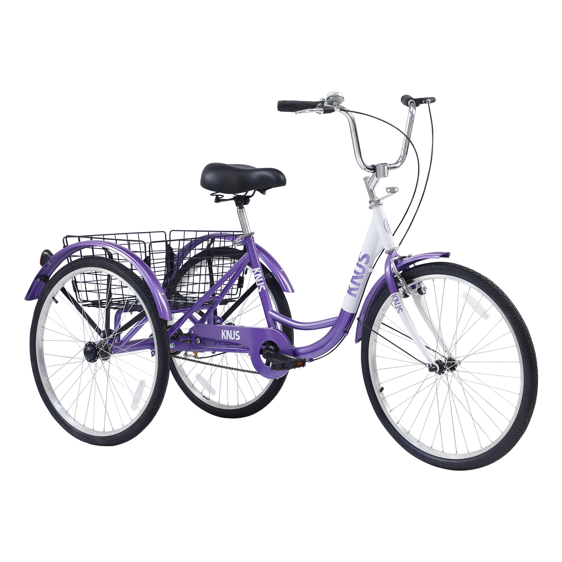 3 wheel adult bicycles Adult Tricycle Trikes,3 Wheel Bikes,24 Inch Wheels Cruiser Bicycles With Large Shopping Basket For Women And Men Purple Steel