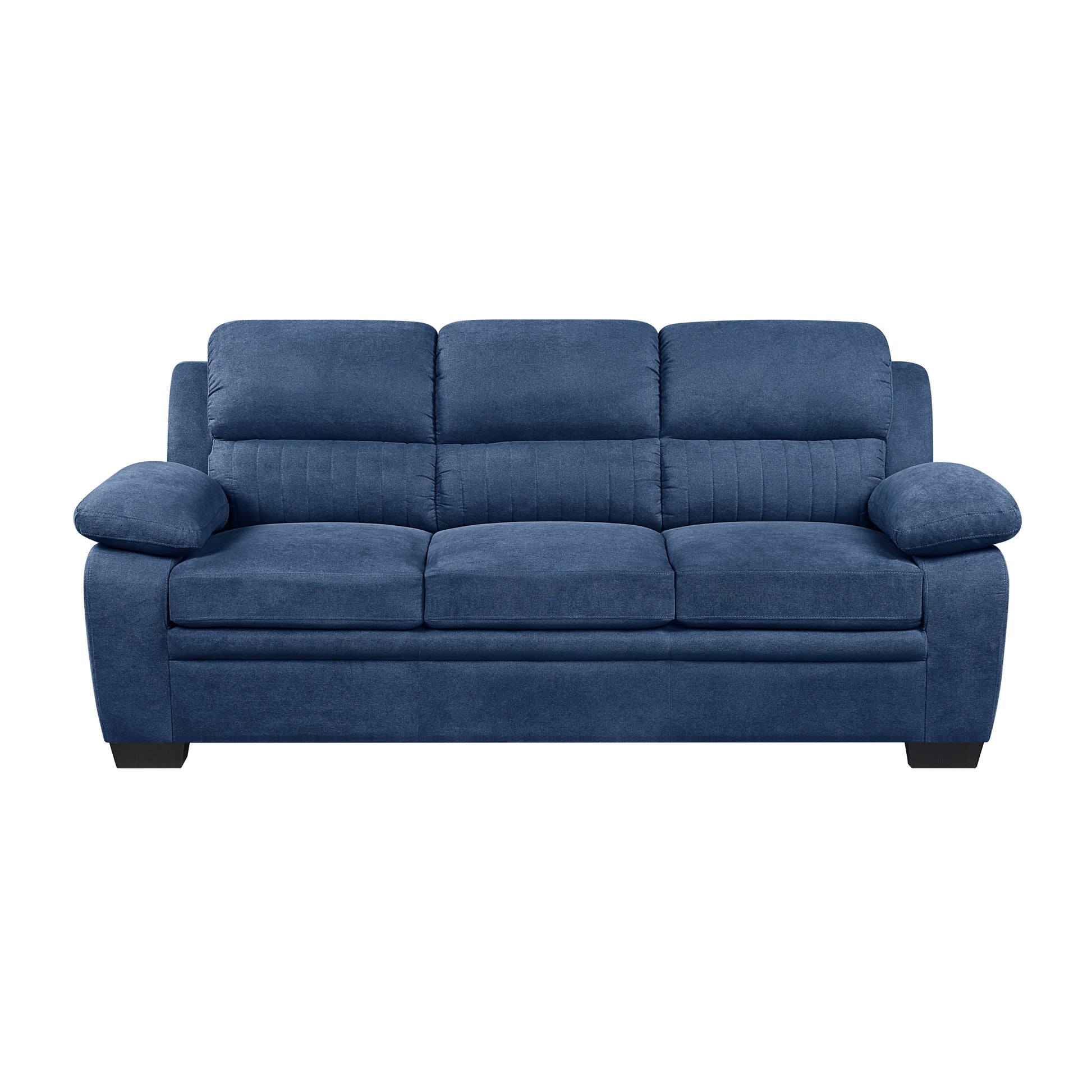 Comfortable Plush Seating Sofa 1Pc Modern Blue Textured Fabric Channel Tufting Solid Wood Frame Living Room Furniture Blue Wood Primary Living Space Contemporary Pillow Top Arms Solid Wood