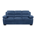 Modern Living Room 3Pc Sofa Set Plush Comfort Sofa And Two Chair Set Blue Textured Fabric Channel Tufting Solid Wood Furniture Blue Polyester Wood Primary Living Space Contemporary Pillow Top Arms Solid Wood 5 Seat