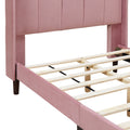 Twin Size Upholstered Platform Bed, Velvet, Pink Pink Upholstered