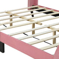 Queen Size Upholstered Platform Bed, Velvet, Pink Pink Upholstered