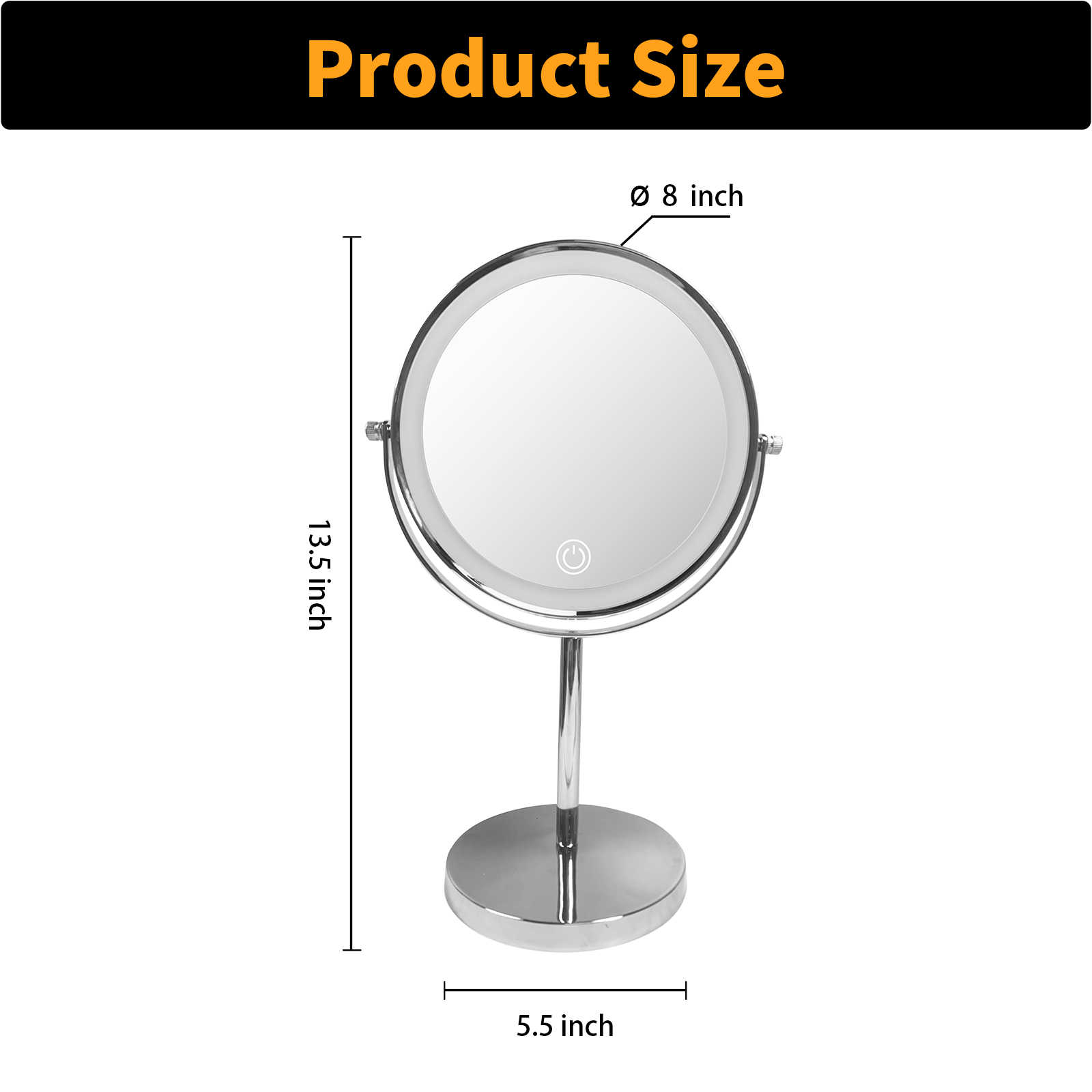 8 inch Makeup Mirror with Lights, Double Sided 1x