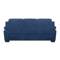 Modern Living Room 3Pc Sofa Set Plush Comfortable Sofa Loveseat Chair Blue Textured Fabric Channel Tufting Solid Wood Furniture Blue Polyester Wood Primary Living Space Contemporary Pillow Top Arms Solid Wood 6 Seat