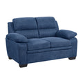 Modern Living Room 2Pc Sofa Set Plush Comfortable Sofa Loveseat Set Blue Textured Fabric Channel Tufting Solid Wood Furniture Blue Polyester Wood Primary Living Space Contemporary Pillow Top Arms Solid Wood 5 Seat