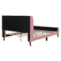 Queen Size Upholstered Platform Bed, Velvet, Pink Pink Upholstered