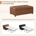 Twin Size Folding Ottoman Sleeper Bed With Mattress Convertible Guest Bed Brown Brown Foam Pu 1 Seat