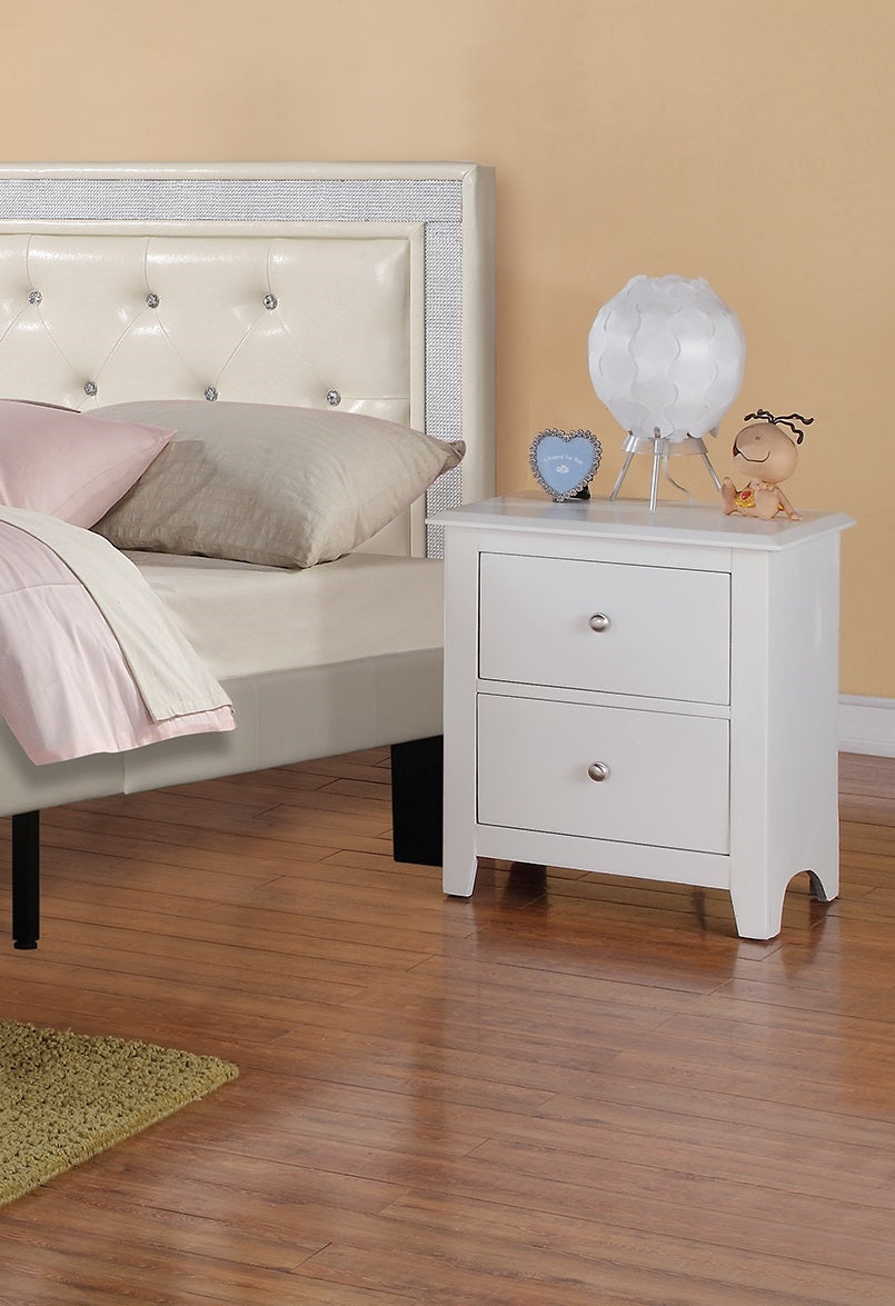 Bedroom Bed Side Table 1X Nightstand White Color Wooden 2 Drawers Table Nightstands White 2 Drawers Bedroom Bedside Cabinet Contemporary,Modern Pine Drawers Black Solid Wood