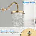 Single Handle 4 Spray Patterns Bathroom Rain Shower Faucet With Body Jet Handshower In Brushed Gold Valve Included Brushed Gold Brass