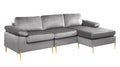Shannon Velvet Sectional Sofa With Chaise Gray Foam Velvet