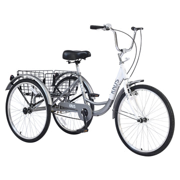 bicycles with 3 wheels Adult Tricycle Trikes,3 Wheel Bikes,24 Inch Wheels Cruiser Bicycles Wi
