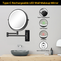 8 Inch Wall Mounted Makeup Mirror, Double Sided 1x 10x black-metal