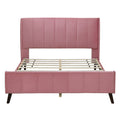 Queen Size Upholstered Platform Bed, Velvet, Pink Pink Upholstered