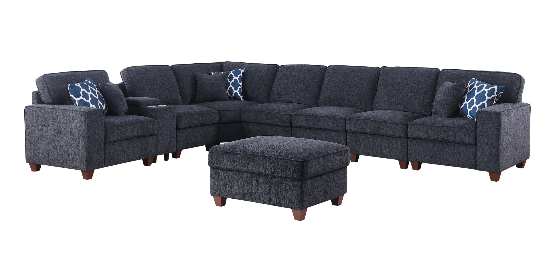 Lily Sectional Sofa With Ottoman Black Foam Chenille