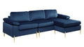 Shannon Velvet Sectional Sofa With Chaise Blue Foam Velvet