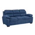 Modern Living Room 3Pc Sofa Set Plush Comfortable Sofa Loveseat Chair Blue Textured Fabric Channel Tufting Solid Wood Furniture Blue Polyester Wood Primary Living Space Contemporary Pillow Top Arms Solid Wood 6 Seat