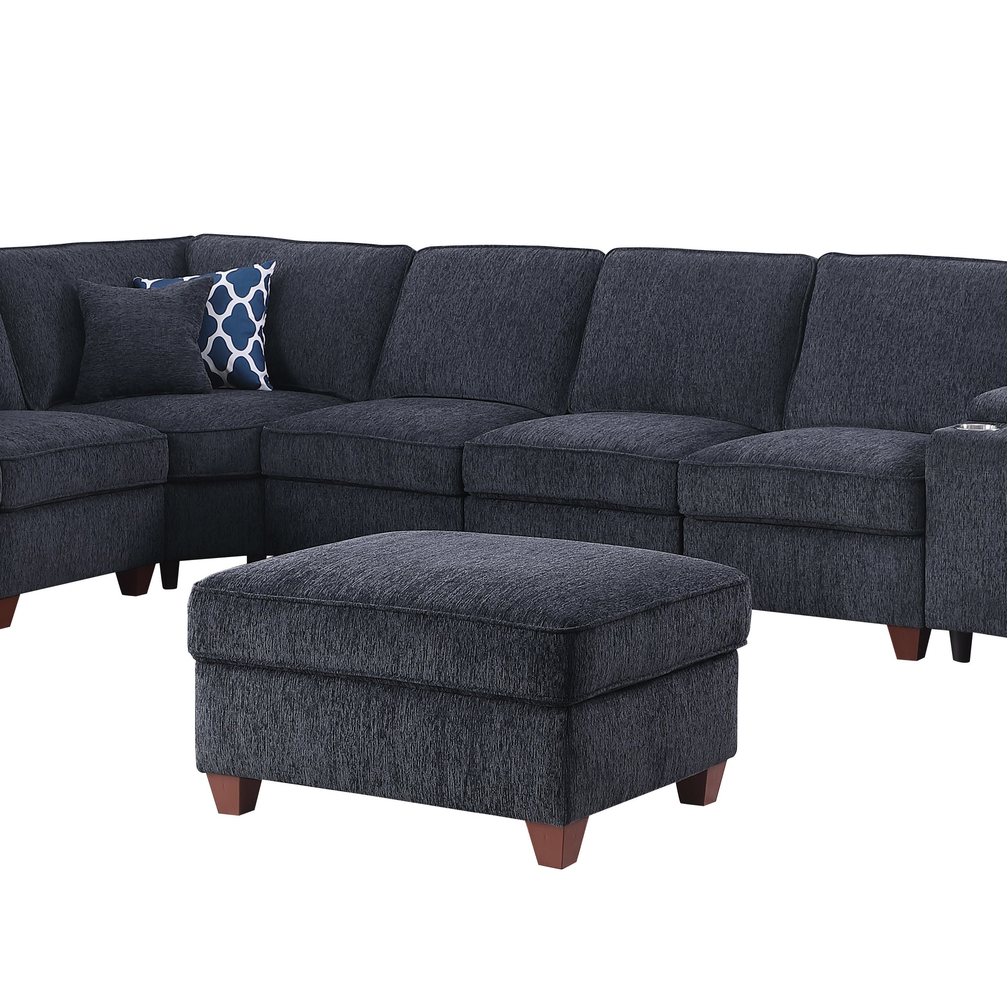 Lily Sectional Sofa With Ottoman Black Foam Chenille