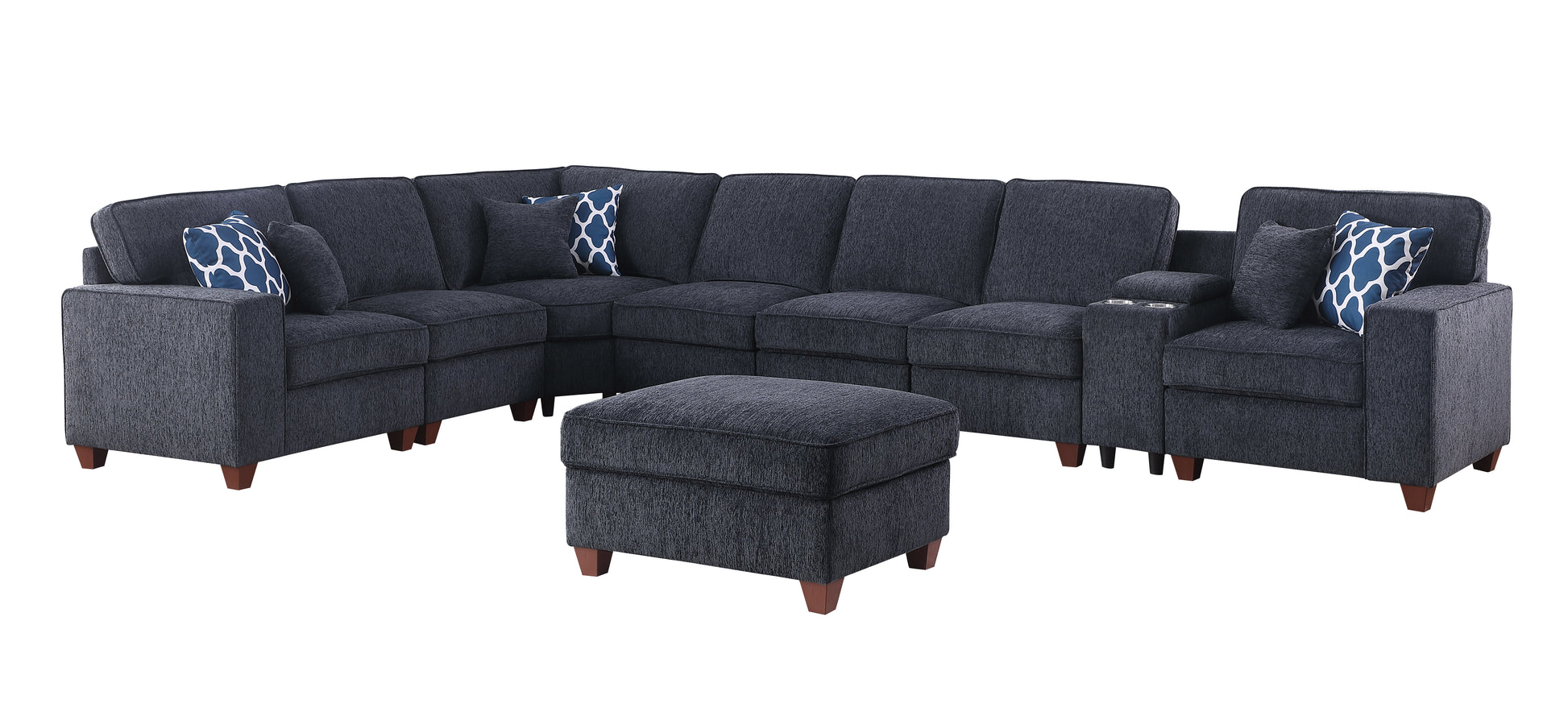 Lily Sectional Sofa With Ottoman Black Foam Chenille