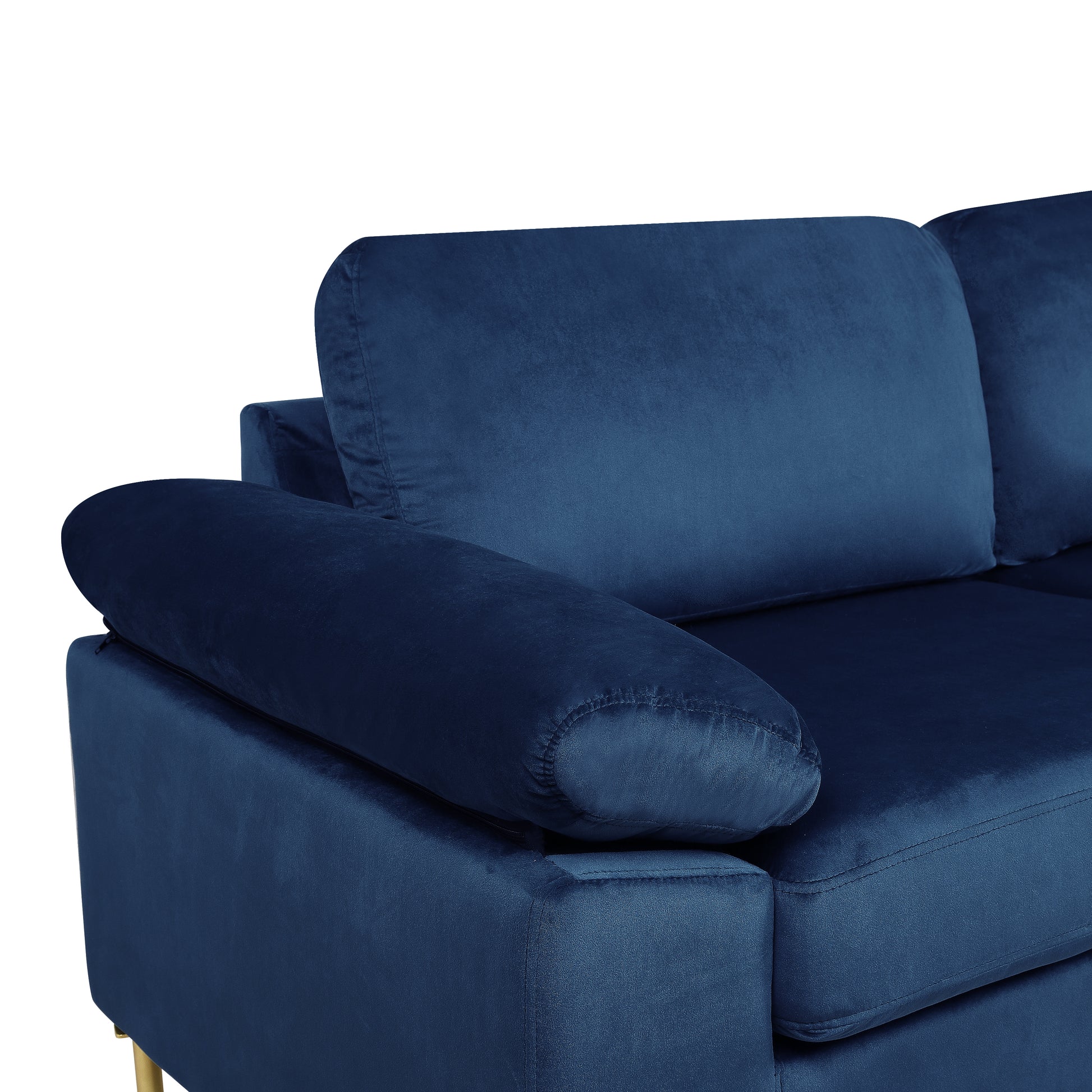 Shannon Velvet Sectional Sofa With Chaise Blue Foam Velvet