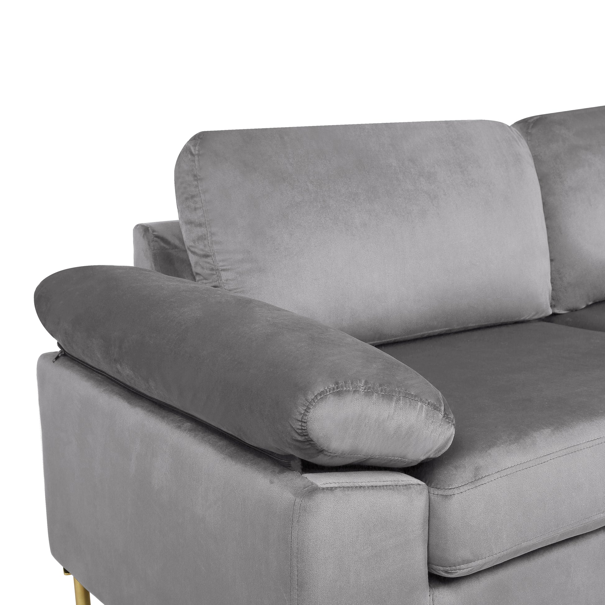 Shannon Velvet Sectional Sofa With Chaise Gray Foam Velvet