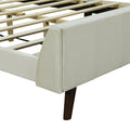 Queen Size Upholstered Platform Bed, Velvet, Beige Beige Upholstered