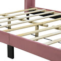 Full Size Upholstered Platform Bed, Velvet, Pink Pink Upholstered