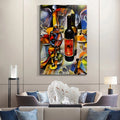 Framed Canvas Wall Art Decor Abstract Style Painting,Wine Bottle With Glasses Painting Decoration For Bar, Restrant, Kitchen, Dining Room, Office Living Room, Bedroom Decor Ready To Hang Rectangle Framed Multicolor Oversized 41In Canvas Food&Beverage