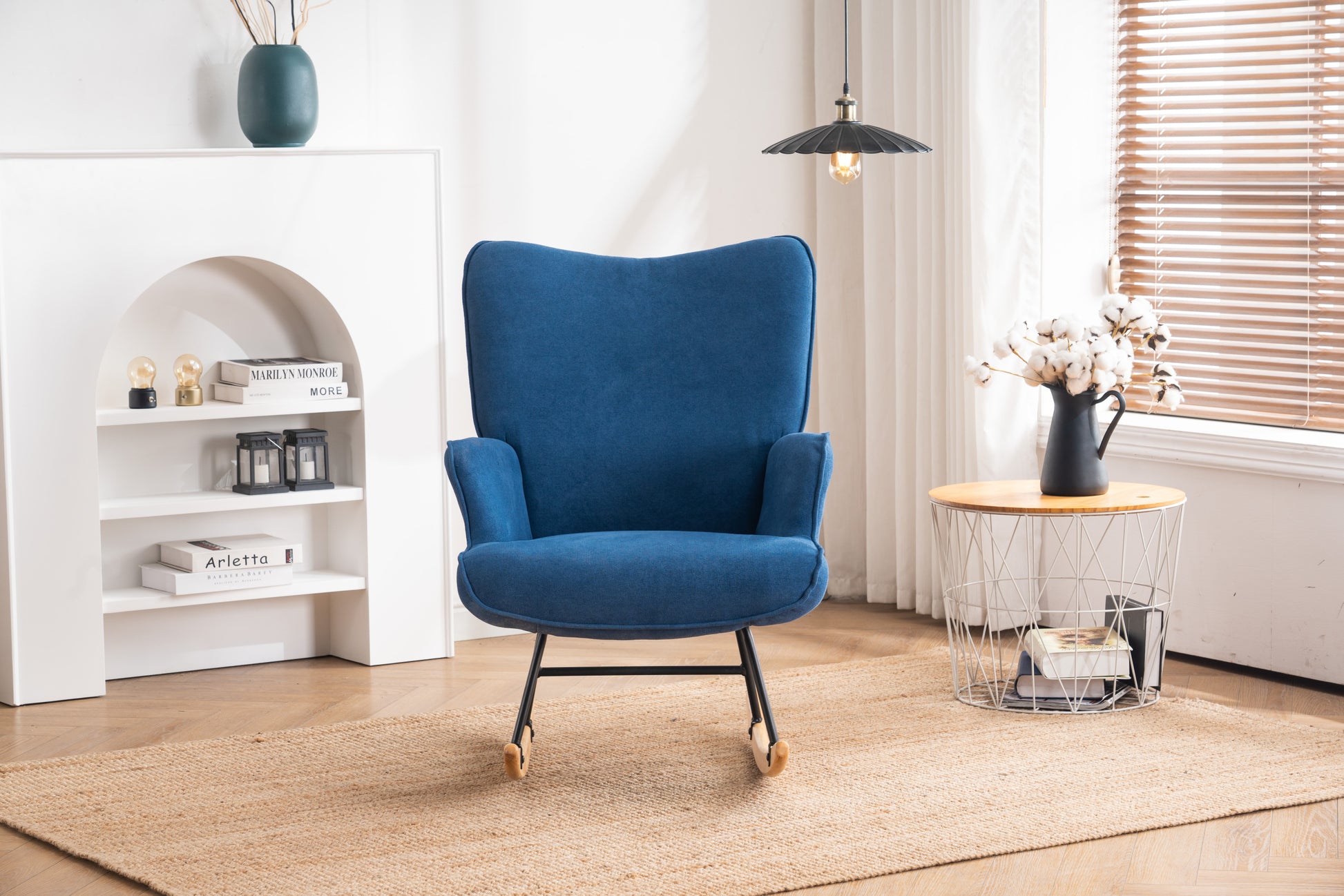 Adraya Rocking Chair Blue Foam Microfiber