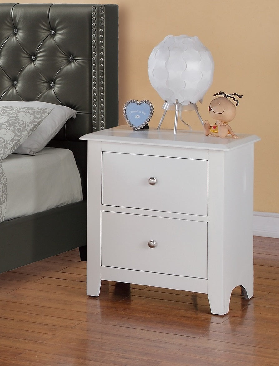 Bedroom Bed Side Table 1X Nightstand White Color Wooden 2 Drawers Table Nightstands White 2 Drawers Bedroom Bedside Cabinet Contemporary,Modern Pine Drawers Black Solid Wood