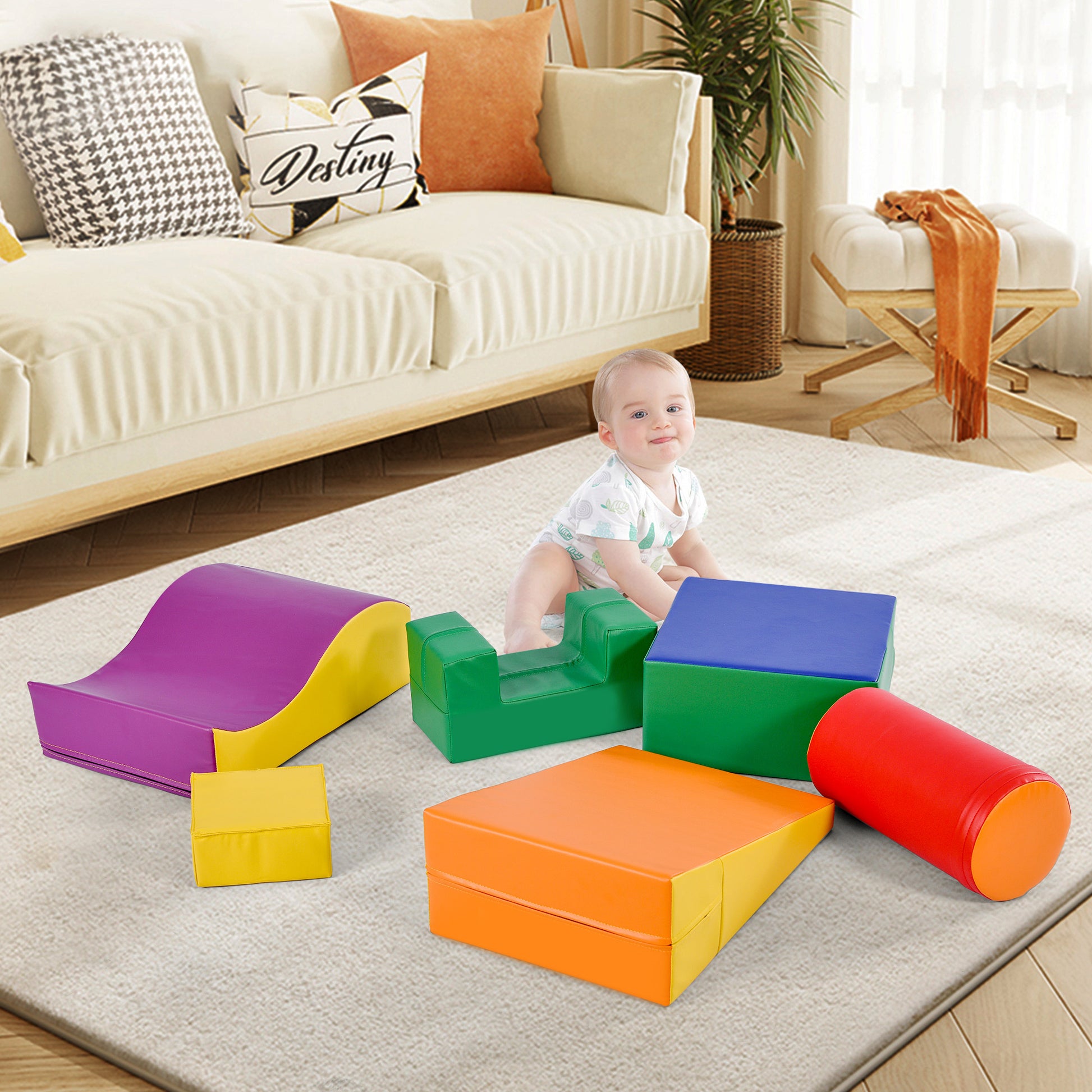 Colorful Soft Climb And Crawl Foam Playset 6 In 1, Soft Play Equipment Climb And Crawl Playground For Kids,Kids Crawling And Climbing Indoor Active Play Structure Colorful Foam