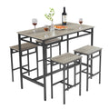 Bar Table Set 5Pc Dinging Table Set With High Stools, Structural Strengthening, Industrial Style. Grey, 43.31'' L X 23.62'' W X 35.43'' H. Grey Particle Board