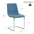 Modern Simple Light Luxury Dining Blue Chair Home Bedroom Stool Back Student Desk Chair Metal Leg Silver Bow Chairs Set Of 4 Blue Foam Metal