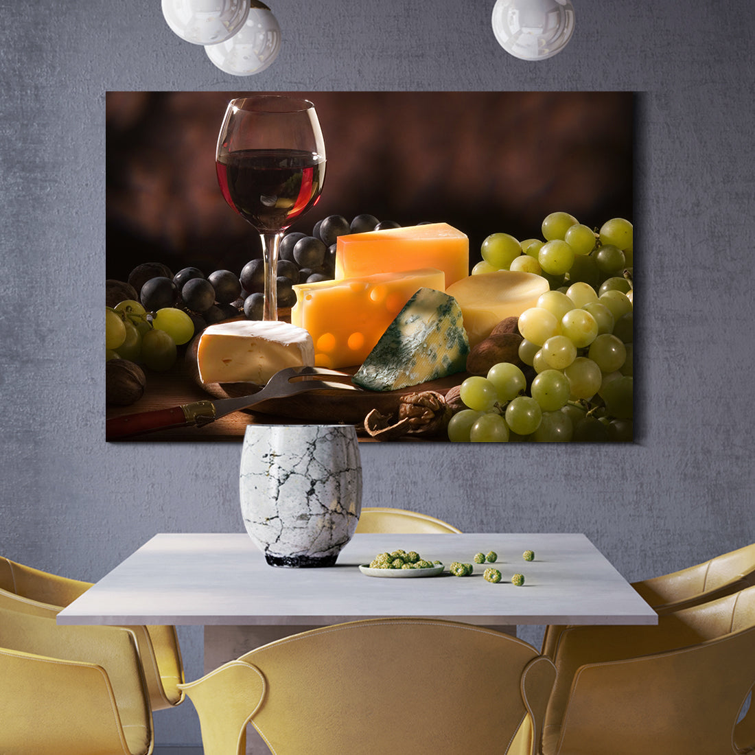 Framed Canvas Wall Art Decor Painting, Still Life Grape, Wine And Cheese Painting Decoration For Restaurant, Kitchen, Dining Room, Office Living Room, Bedroom Decor 2418In Thickness 1.5Inch Rectangle Framed Multicolor Oversized 41In Canvas Food&Beverage