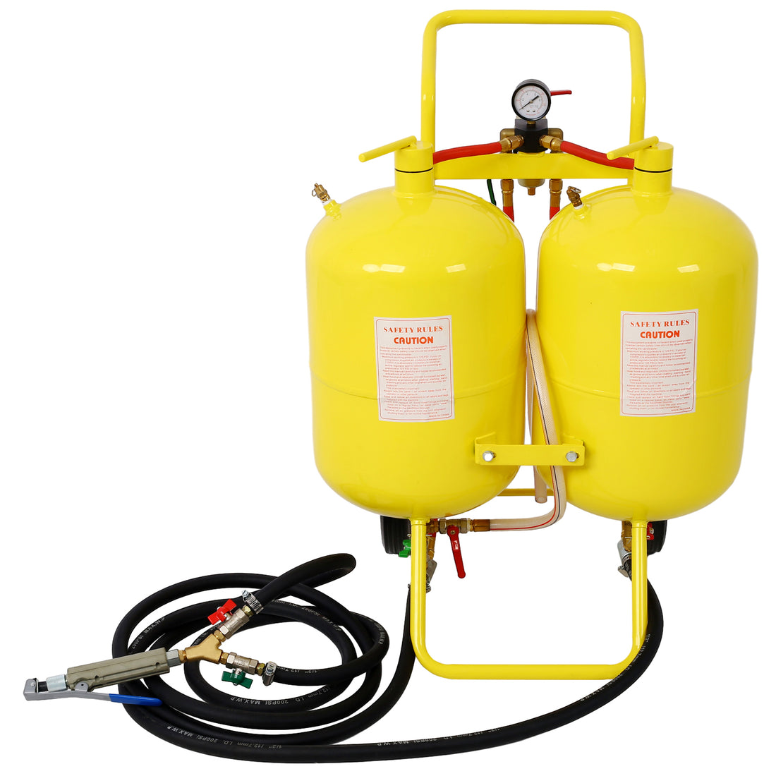 Dual Tank Abrasive Soda Blaster 2 10 Gallon Tanks 100 Lb. Abrasive Yellow Metal