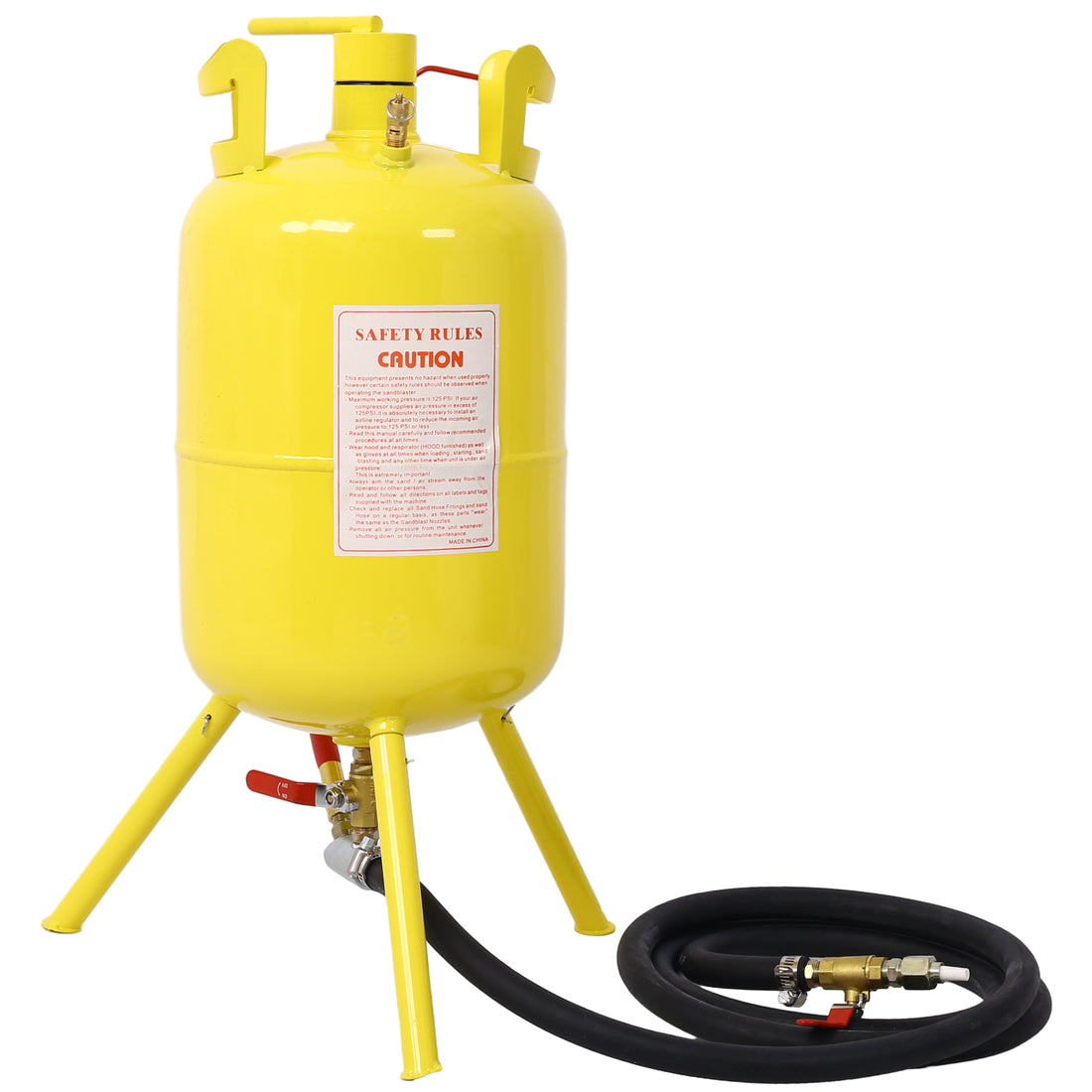 Portable 5 Gallons Air Sand Blaster Handle Sandblasting 5 Gal Air Media Abrasive Blasting Tank W Blast Gun, Yellow Yellow Steel