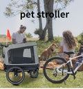 Outdoor Heavy Duty Foldable Utility Pet Stroller Dog black+ gray-fabric-steel