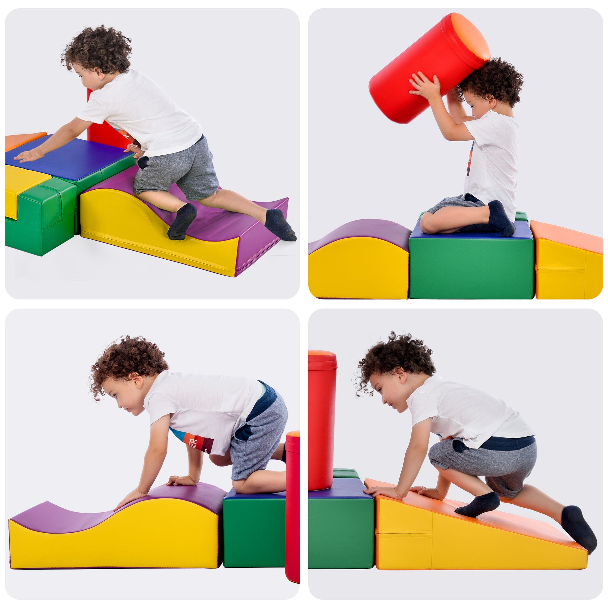 Colorful Soft Climb And Crawl Foam Playset 6 In 1, Soft Play Equipment Climb And Crawl Playground For Kids,Kids Crawling And Climbing Indoor Active Play Structure Colorful Foam