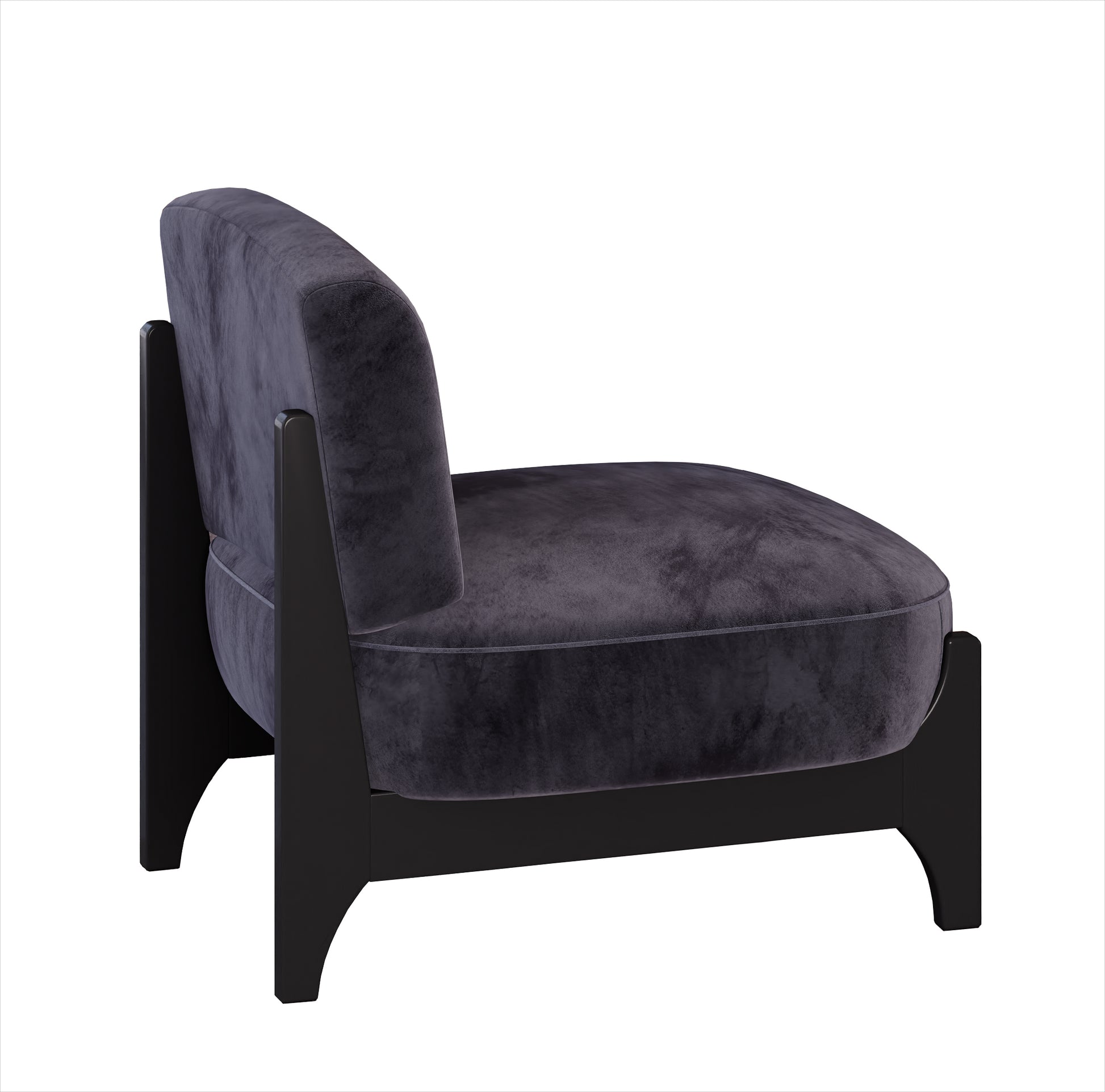 1 Piece Upholstered Velvet Fabric Mid Century Modern Accent Chair With Solid Wood Frame, Comfy Armless Chair For Living Room, Bedroom, Reading, Balcony,Black Black Rubberwood Solid Wood