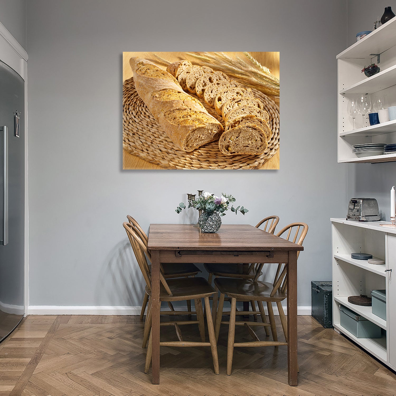 Framed Canvas Wall Art Decor Bread Painting, Heart rectangle-framed-multicolor-oversized