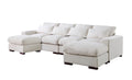 Tatman Linen Blend Sectional With 2 Ottomans Beige Foam Linen