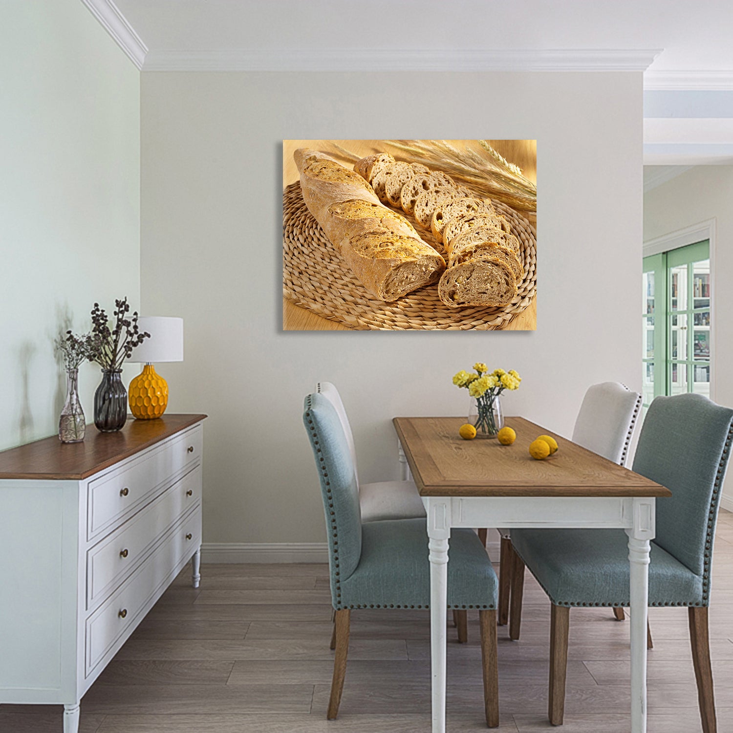 Framed Canvas Wall Art Decor Bread Painting, Heart rectangle-framed-multicolor-oversized