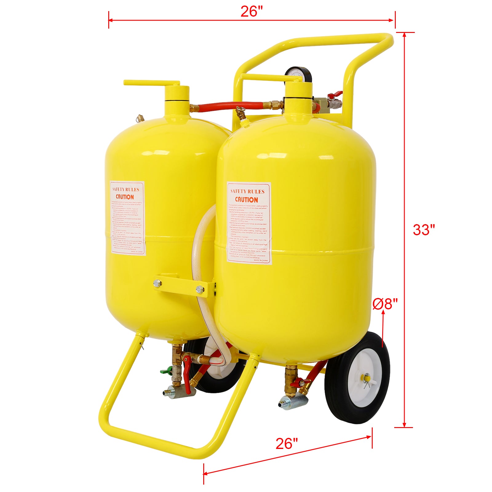 Dual Tank Abrasive Soda Blaster 2 10 Gallon Tanks 100 Lb. Abrasive Yellow Metal