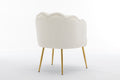 Shell Shape Velvet Fabric Armchair Accent Chair With Gold Legs For Living Room Bedroom,Ivory Ivory Foam Velvet