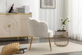 Shell Shape Velvet Fabric Armchair Accent Chair With Gold Legs For Living Room Bedroom,Ivory Ivory Foam Velvet